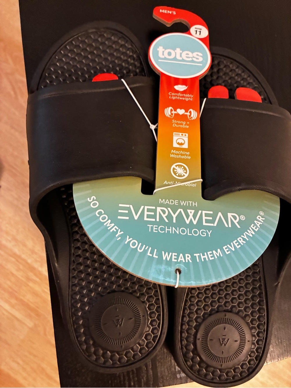 totes Black Slide Sandals